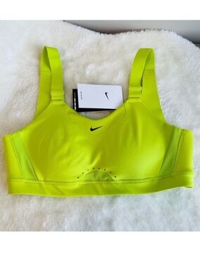 Nike Women's Neon Lime Supportive Sports Bra with Mesh Panels